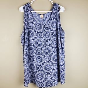 Faded Glory Blue & White Paisley Blouse - Size 2X